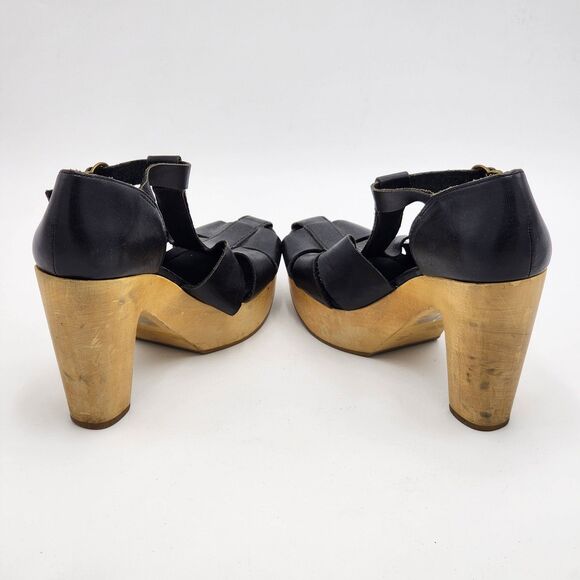 Madewell Andie Fisherman Chunky Wooden Platform Heels Size 9 - Picture 5 of 10